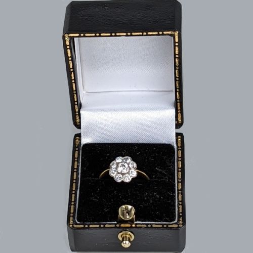 22CT GOLD VINTAGE DIAMOND CLUSTER RING HALLMARKED LONDON 1950 FLOWERDAISY RING - ADDITIONAL PHOTO 7