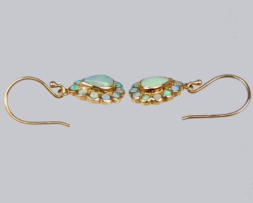 VINTAGE 9CT GOLD OPAL EARRING 35CM DROP EARRINGS 1950S OPAL DANGLE EARRINGS - ADDITIONAL PHOTO 3
