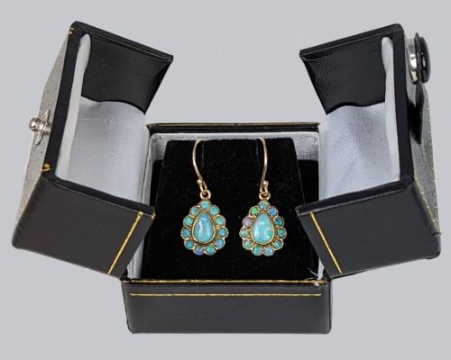 VINTAGE 9CT GOLD OPAL EARRING 35CM DROP EARRINGS 1950S OPAL DANGLE EARRINGS - ADDITIONAL PHOTO 4