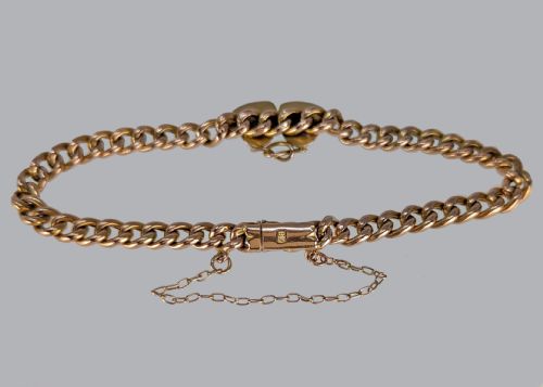 ANTIQUE 9CT ROSE GOLD TURQUOISE PEARL HEART CURB LINK VICTORIAN BRACELET - ADDITIONAL PHOTO 4