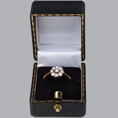 ANTIQUE DIAMOND CLUSTER RING 18CT GOLD EDWARDIAN FLORAL DAISY ENGAGEMENT RING - ADDITIONAL PHOTO 6