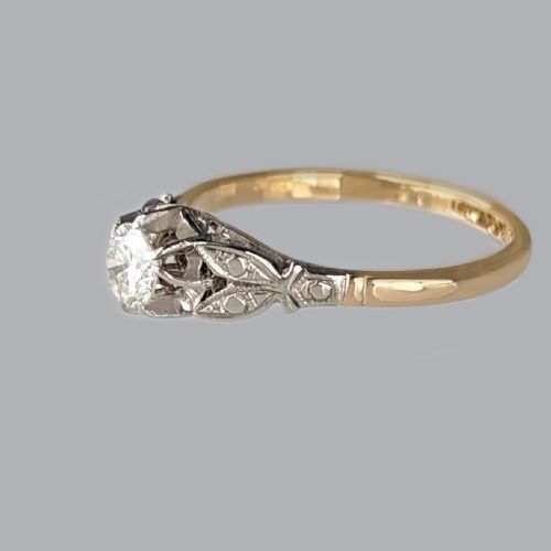 ANTIQUE DIAMOND SOLITAIRE 18CT GOLD PLATINUM 1920S VINTAGE ENGAGEMENT RING - ADDITIONAL PHOTO 3