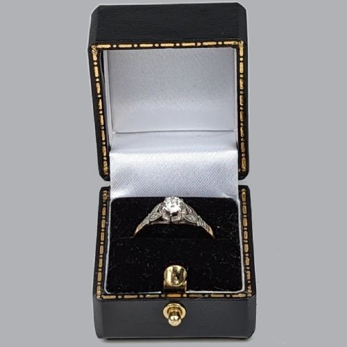 ANTIQUE DIAMOND SOLITAIRE 18CT GOLD PLATINUM 1920S VINTAGE ENGAGEMENT RING - ADDITIONAL PHOTO 4