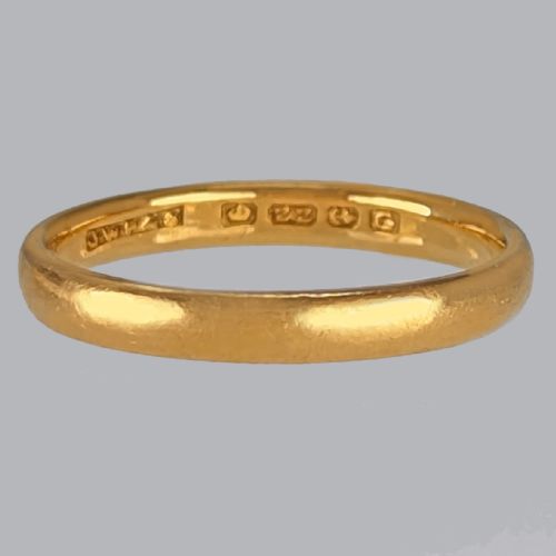 VICTORIAN 22CT GOLD WEDDING RING BIRMINGHAM 1885 SIZE P 34 COURT SHAPED 38 G - ADDITIONAL PHOTO 3