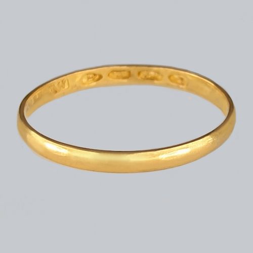 EARLY VICTORIAN 22CT GOLD WEDDING RING CHESTER 1844 SIZE N14 COURT SHAPED 12GR - ADDITIONAL PHOTO 2