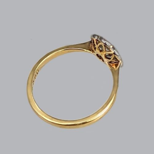ANTIQUE DIAMOND CLUSTER RING 18CT GOLD PLATINUM 1920S DAISY ENGAGEMENT RING - ADDITIONAL PHOTO 5