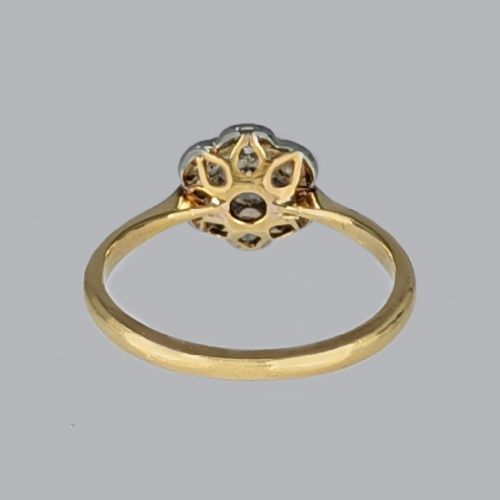 ANTIQUE DIAMOND CLUSTER RING 18CT GOLD PLATINUM 1920S DAISY ENGAGEMENT RING - ADDITIONAL PHOTO 6