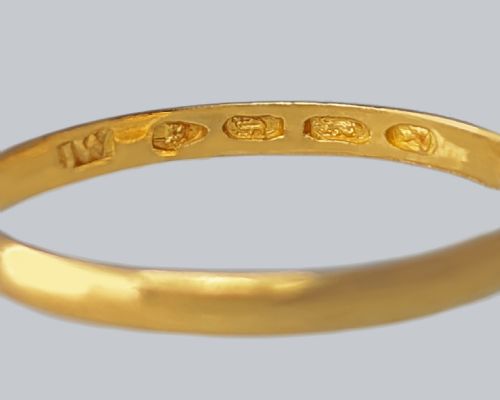 EARLY VICTORIAN 22CT GOLD WEDDING RING CHESTER 1844 SIZE N14 COURT SHAPED 12GR - ADDITIONAL PHOTO 1