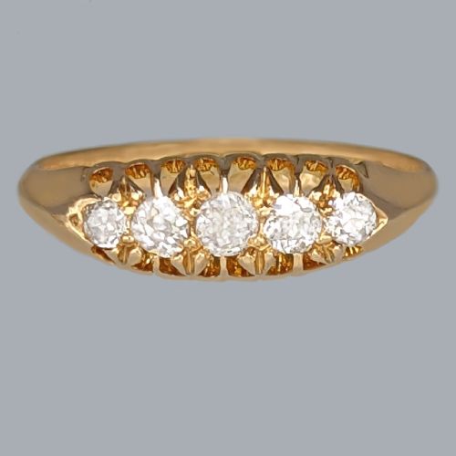 antique old cut diamond ring 18ct gold hallmarked birmingham 1911 diamond five stone ring - CATEGORY: ANTIQUE JEWELLERY - DATED EDWARDIAN