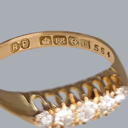 ANTIQUE OLD CUT DIAMOND RING 18CT GOLD HALLMARKED BIRMINGHAM 1911 DIAMOND FIVE STONE RING - ADDITIONAL PHOTO 3