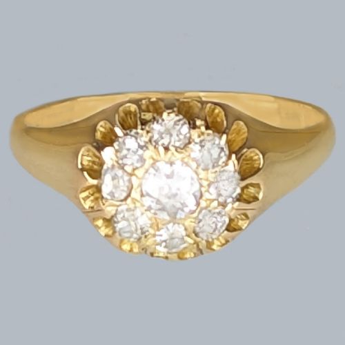 18ct gold old mine cut diamond cluster ring hallmarked london 1911 antique ring - CATEGORY: ANTIQUE JEWELLERY - DATED EDWARDIAN