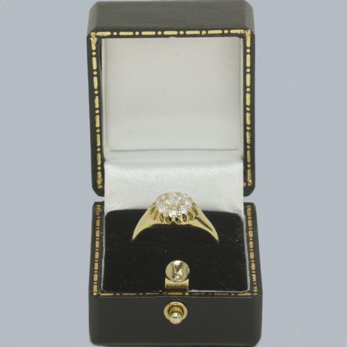 18CT GOLD OLD MINE CUT DIAMOND CLUSTER RING HALLMARKED LONDON 1911 ANTIQUE RING - ADDITIONAL PHOTO 5