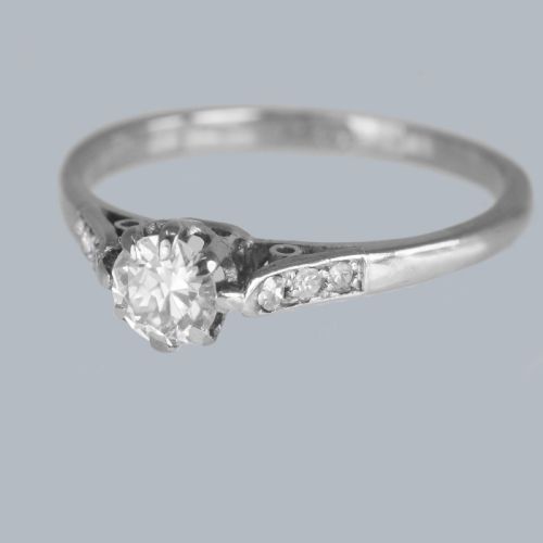 VINTAGE DIAMOND SOLITAIRE RING 18CT WHITE GOLD 1950S ENGAGEMENT RING - ADDITIONAL PHOTO 1