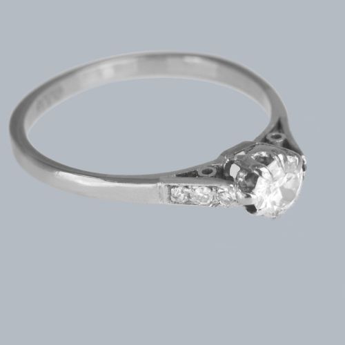 VINTAGE DIAMOND SOLITAIRE RING 18CT WHITE GOLD 1950S ENGAGEMENT RING - ADDITIONAL PHOTO 2