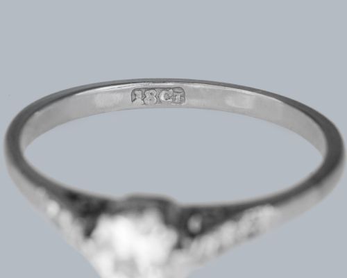VINTAGE DIAMOND SOLITAIRE RING 18CT WHITE GOLD 1950S ENGAGEMENT RING - ADDITIONAL PHOTO 3