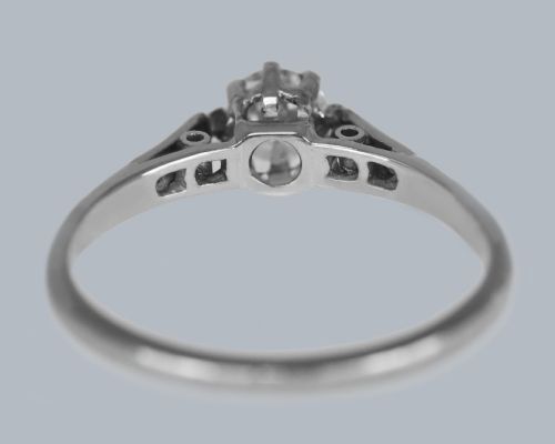 VINTAGE DIAMOND SOLITAIRE RING 18CT WHITE GOLD 1950S ENGAGEMENT RING - ADDITIONAL PHOTO 5
