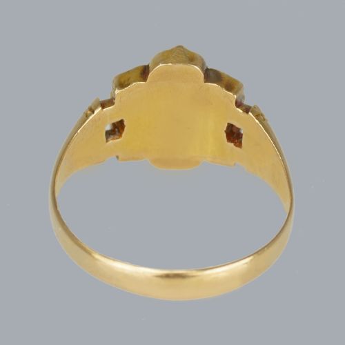 VICTORIAN PEARL AND DIAMOND RING 15CT GOLD ANTIQUE CLUSTER RING BIRMINGHAM 1882 - ADDITIONAL PHOTO 4