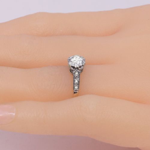 VINTAGE SOLITAIRE 08CT DIAMOND RING 18CT YELLOW GOLD PLAT 1920S ENGAGEMENT RING - ADDITIONAL PHOTO 2