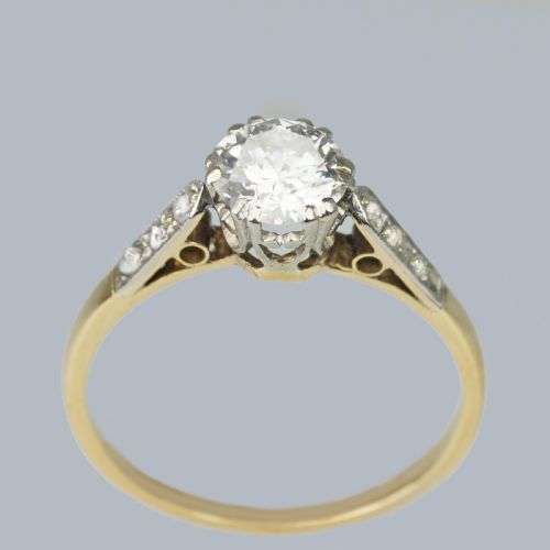 VINTAGE SOLITAIRE 08CT DIAMOND RING 18CT YELLOW GOLD PLAT 1920S ENGAGEMENT RING - ADDITIONAL PHOTO 3