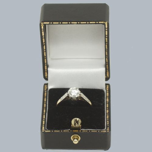 VINTAGE SOLITAIRE 08CT DIAMOND RING 18CT YELLOW GOLD PLAT 1920S ENGAGEMENT RING - ADDITIONAL PHOTO 7