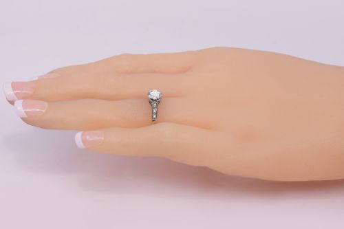 VINTAGE SOLITAIRE 08CT DIAMOND RING 18CT YELLOW GOLD PLAT 1920S ENGAGEMENT RING - ADDITIONAL PHOTO 9
