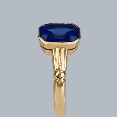 ART DECO SAPPHIRE RING BY RING HENRY GRIFFITHS HALLMARKED 9CT GOLD CHESTER 1931 - ADDITIONAL PHOTO 3