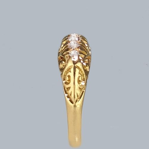 ANTIQUE 18CT GOLD DIAMOND RING ORNATE EDWARDIAN FIVE OLD MINE CUT DIAMOND RING BIRMINGHAM 1911 - ADDITIONAL PHOTO 3
