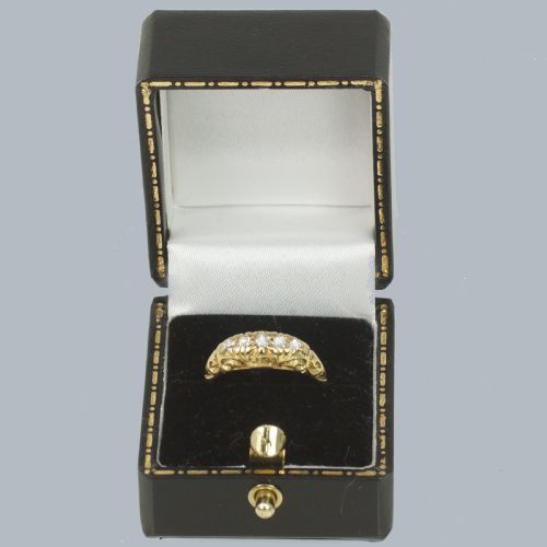 ANTIQUE 18CT GOLD DIAMOND RING ORNATE EDWARDIAN FIVE OLD MINE CUT DIAMOND RING BIRMINGHAM 1911 - ADDITIONAL PHOTO 5
