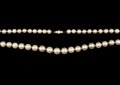ANTIQUE PEARL NECKLACE OLD CUT DIAMOND CLASP 1920S SINGLE STRAND VINTAGE PEARLS - ADDITIONAL PHOTO 2