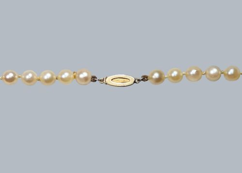 ANTIQUE PEARL NECKLACE OLD CUT DIAMOND CLASP 1920S SINGLE STRAND VINTAGE PEARLS - ADDITIONAL PHOTO 7