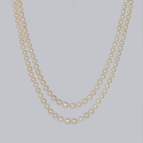 PEARL NECKLACE WITH DIAMOND CLASP VINTAGE THREE STRAND 1950S NECKLACE WITH ANCHORCERT CERTIFICATE - ADDITIONAL PHOTO 3