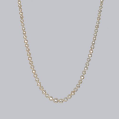 PEARL NECKLACE WITH DIAMOND CLASP VINTAGE THREE STRAND 1950S NECKLACE WITH ANCHORCERT CERTIFICATE - ADDITIONAL PHOTO 4