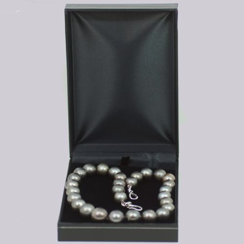 VINTAGE TAHITIAN PEARL NECKLACE SINGLE STRAND LARGE BLACK PEARL 19 CHOKER 1960S - ADDITIONAL PHOTO 4