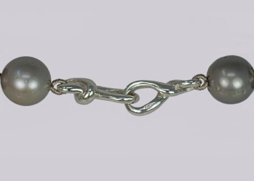 VINTAGE TAHITIAN PEARL NECKLACE SINGLE STRAND LARGE BLACK PEARL 19 CHOKER 1960S - ADDITIONAL PHOTO 5