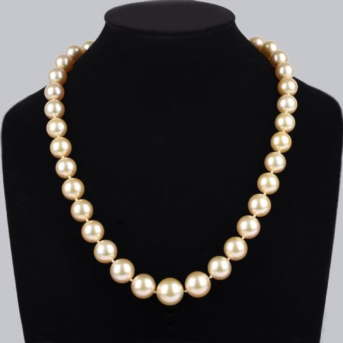 VINTAGE SOUTH SEA PEARL NECKLACE WITH DIAMOND CLASP 1960S SINGLE STRAND 145MM 105MM PEARLS - ADDITIONAL PHOTO 4