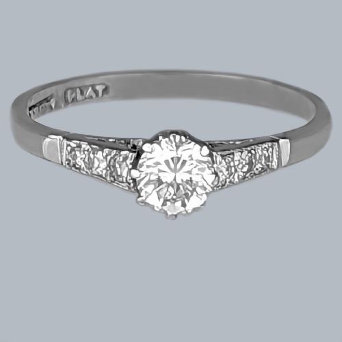 VINTAGE DIAMOND SOLITAIRE RING PLATINUM 18CT WHITE GOLD 1930S ENGAGEMENT RING - ADDITIONAL PHOTO 4