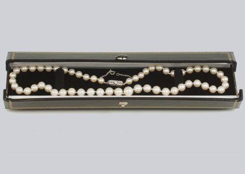 ART DECO PEARL NECKLACE DIAMOND CLASP VINTAGE 1920S SINGLE STRAND ANTIQUE PEARLS - ADDITIONAL PHOTO 5