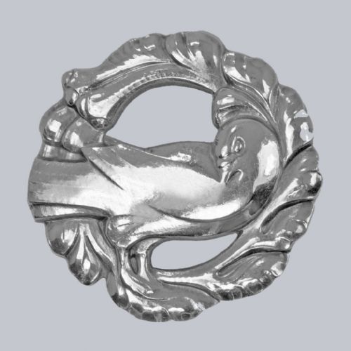 georg jensen dove wreath brooch 123 vintage silver rare wendel denmark 194551 - CATEGORY: ANTIQUE JEWELLERY - DATED 1940