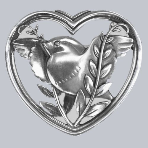 georg jensen robin heart brooch arno malinowski vintage 193040s sterling silver bird 239 - CATEGORY: ANTIQUE JEWELLERY - DATED 1930