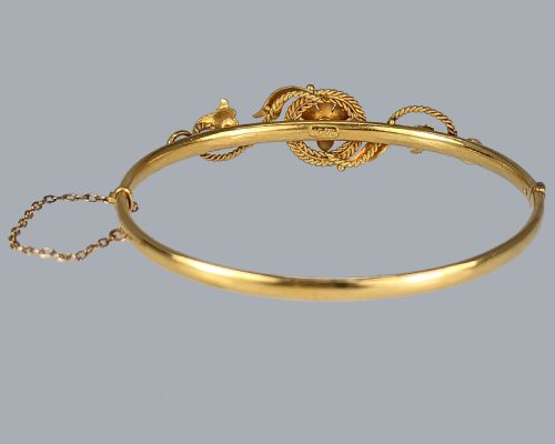 ANTIQUE 15CT GOLD PEARL BANGLE VICTORIAN BELLE EPOQUE PEARL BRACELET CIRCA 1890 - ADDITIONAL PHOTO 6
