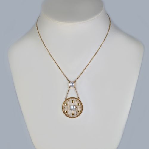ART DECO PEARL NECKLACE 9CT GOLD EDWARDIAN BLISTER PEARL ANTIQUE PENDANT CIRCA 1910 - ADDITIONAL PHOTO 4