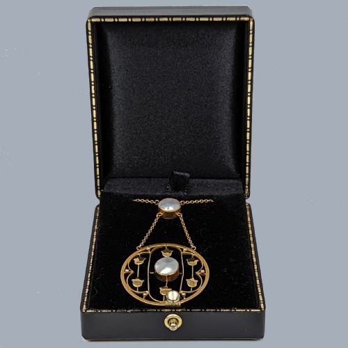 ART DECO PEARL NECKLACE 9CT GOLD EDWARDIAN BLISTER PEARL ANTIQUE PENDANT CIRCA 1910 - ADDITIONAL PHOTO 5