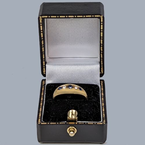 ANTIQUE SAPPHIRE DIAMOND BATEAU RING 18CT GOLD RING HALLMARKED BIRMINGHAM 1916 - ADDITIONAL PHOTO 4
