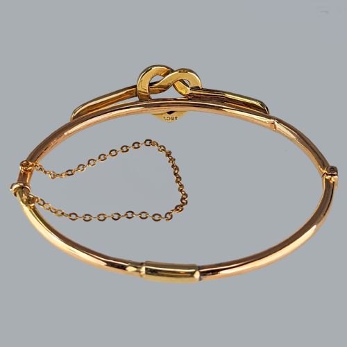 ANTIQUE PEARL HEART BANGLE 15CT GOLD VICTORIAN SEED PEARL BRACELET CIRCA 1890 - ADDITIONAL PHOTO 6