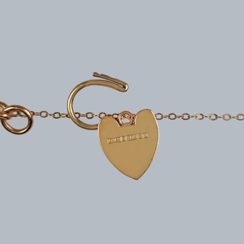 ANTIQUE CURB LINK 15CT GOLD BRACELET WITH HEART PADLOCK CHESTER 1911 ROSE GOLD - ADDITIONAL PHOTO 3