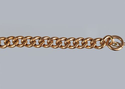 ANTIQUE CURB LINK 15CT GOLD BRACELET WITH HEART PADLOCK CHESTER 1911 ROSE GOLD - ADDITIONAL PHOTO 5