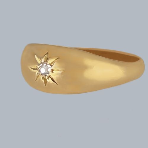 ANTIQUE 18CT GOLD SOLITAIRE RING VICTORIAN OLD CUT DIAMOND GYPSY RING VINTAGE ENGAGEMENT RING - ADDITIONAL PHOTO 1