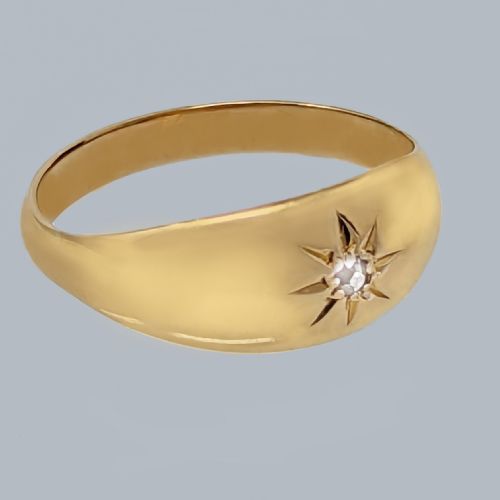 ANTIQUE 18CT GOLD SOLITAIRE RING VICTORIAN OLD CUT DIAMOND GYPSY RING VINTAGE ENGAGEMENT RING - ADDITIONAL PHOTO 2