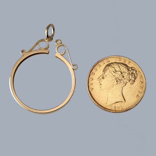 VICTORIAN FULL SOVEREIGN COIN PENDANT 22CT GOLD 1861 YOUNG BUN HEAD 9CT GOLD MOUNT - ADDITIONAL PHOTO 4
