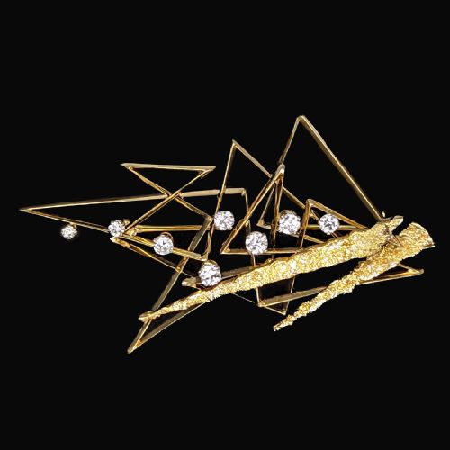 TONY CAVELTI DIAMOND BROOCH 18CT GOLD MODERNIST 1960S BROOCH 26 X 126 12 GRAMS - ADDITIONAL PHOTO 4